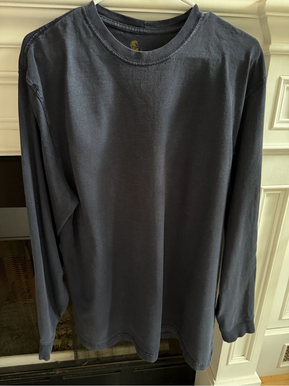 Carhartt Navy Heavyweight Long Sleeve Shirt Sleeve Back Logo Men L